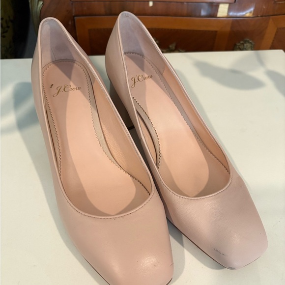 J.Crew Blush Pink Leather Block Heel Pumps Women’s Size 9 - Picture 1 of 7